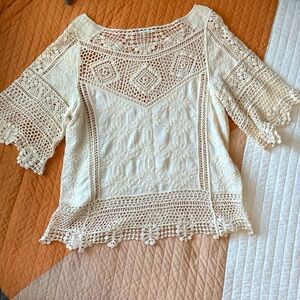 Macrame cream top